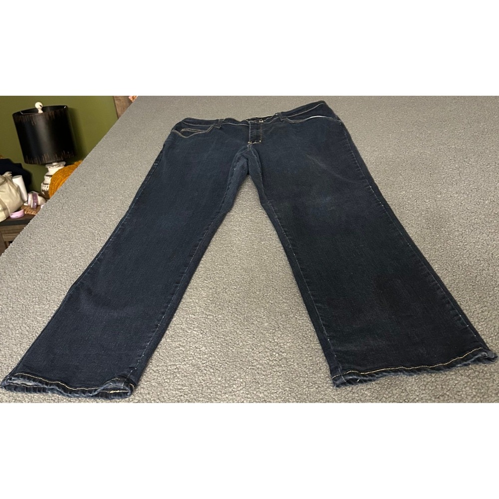 Lee Relaxed Fit Jeans Women 16 Medium Dark Indigo Blue Straight Leg Stretch